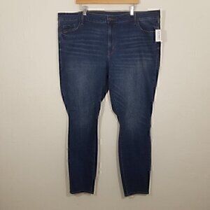 NWT Old Navy Mid-Rise Pop Icon Skinny Jeans Stretch Blue Plus Size 24 LONG